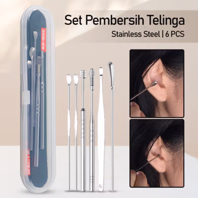 CWE Set Pembersih Telinga Korek Kuping 6 PCS - CW35 - Silver