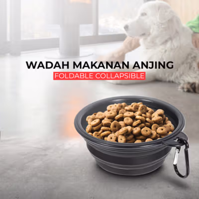 BaoRun Wadah Makanan Anjing Lipat Bowl Foldable Collapsible - ST366 - Black