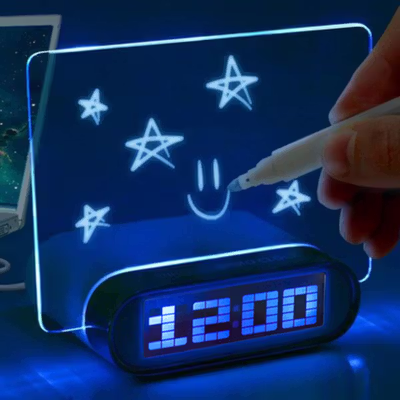 Satzuma Jam LCD Display Alarm Clock with Memo Board - 003 - White