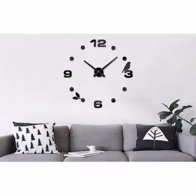 TaffHOME Jam Dinding Bulat Model Burung DIY Quartz 120cm - DIY-06 - Black