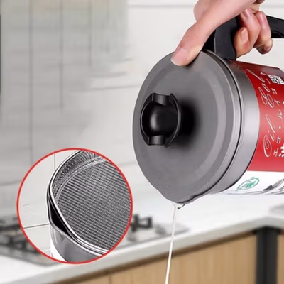 HEALTH Tempat Saringan Minyak Oil Strainer Pot Stainless Steel 1.4L - G2103 - Gray