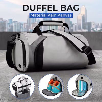INOXTO Tas Jinjing Selempang Duffel Gym Fashion Travel Bag - 8036A - Gray