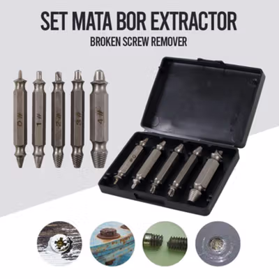 Taffware Set Mata Bor Extractor Broken Screw Remover 5 PCS - TL105 - Silver