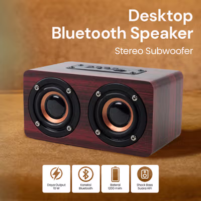 ANSUOFU Desktop Bluetooth Speaker Stereo Subwoofer - K5 - Brown