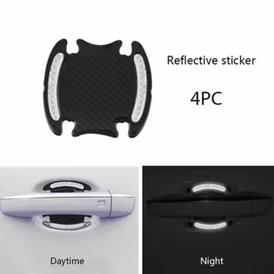 SEAMETAL Reflective Sticker Gagang Pintu Mobil Carbon Fiber 4PCS - 1185 - White
