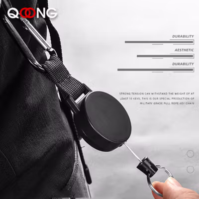Taffware Gantungan Kunci Retractable Carabiner Steel Wire - SN40 - Black