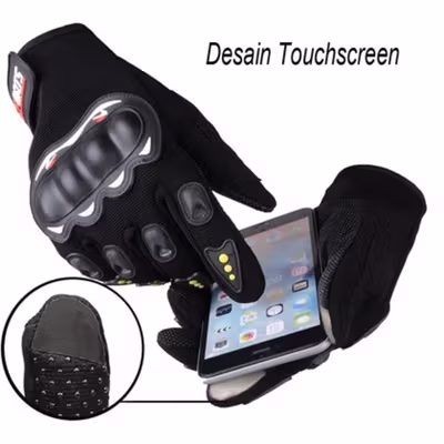 TaffSPORT Sarung Tangan Motor Touchscreen Anti Slip Protektor - MCS-02C - Black