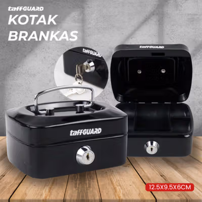 TaffGUARD Kotak Brankas Uang Safebox Key Lock 12.5x9.5x6cm - JJZS66 - Black