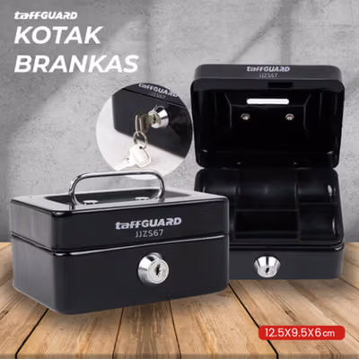 TaffGUARD Kotak Brankas Uang Safebox Key Lock 12.5x9.5x6cm - JJZS67 - Black