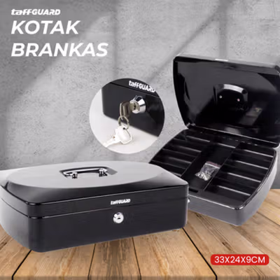 TaffGUARD Kotak Brankas Uang Perhiasan Cash Safebox Key Lock 33x24x9cm - JJZS66 - Black