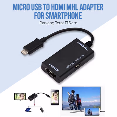 ROBOTSKY Micro USB to HDMI MHL Adaptor for Smartphone - S2 - Black