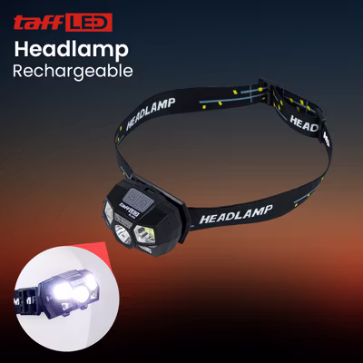 TaffLED Senter Kepala Headlamp LED Motion Sensor IPX4 10000 Lumens - HE55 - Black