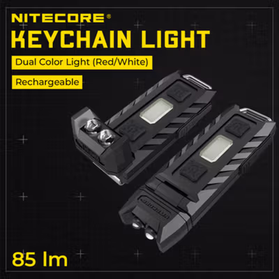 NITECORE Dual Color LED USB Rechargeable Keychain Light - THUMB - Black