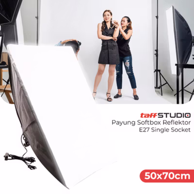 TaffSTUDIO Payung Softbox Reflektor 50x70cm E27 Single Socket - CL-RT50 - Black