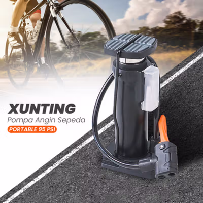XUNTING Pompa Angin Sepeda Serbaguna Portable Pump 95 PSI - XT405 - Black