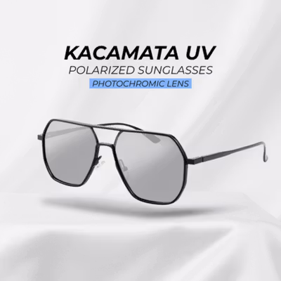 Cool Shark Kacamata UV Polarized Sunglasses Photochromic Lens - 8692 - Black