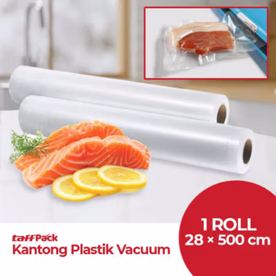 TaffPACK Plastik Vacuum Makanan Sealer Storage Bag 1 Roll 28x500cm - VCM - White
