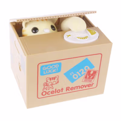Ocelot Remover Celengan Kucing Lucu Steal Money Cat Piggy Bank - 0120 - Brown