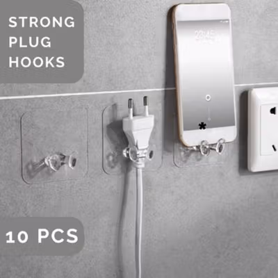 AK Gantungan Dinding Tempel Waterproof Adhesive Hook Hanger 10 PCS - AK-PV02 - Transparent