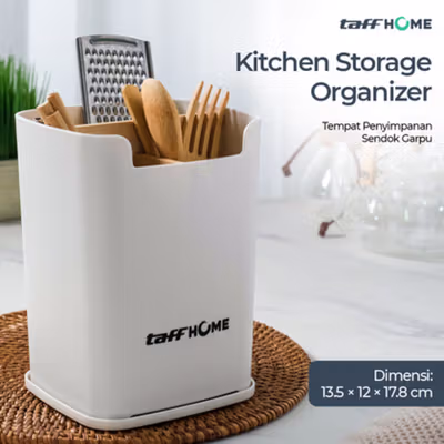 TaffHOME Tempat Penyimpanan Sendok Garpu Kitchen Storage Organizer - H-210 - White