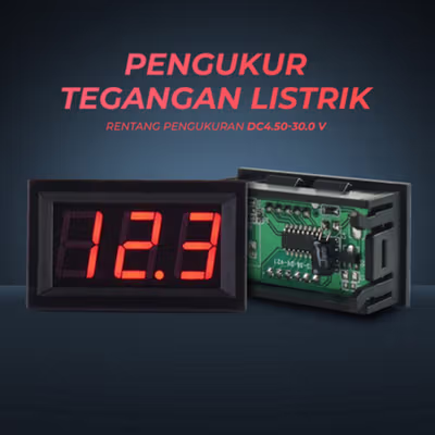 ATORCH Display Pengukur Tegangan Listrik Voltmeter LED - 123 - Black