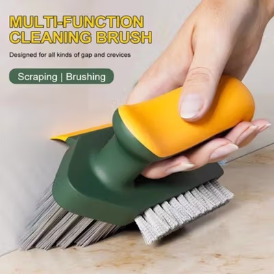 HGV Sikat Pembersih WC 4in1 Bathroom Tile Ceramic Cleaning Brushes - G6 - Green/Yellow