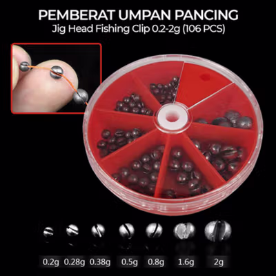 GOOSHING Pemberat Umpan Pancing Jig Head Fishing Clip 0.2-2g 106 PCS - No Color