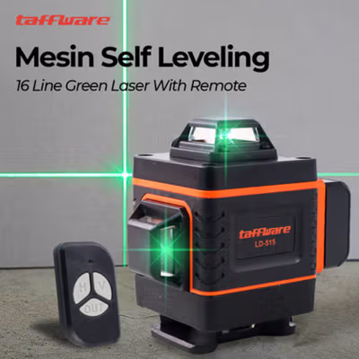 Taffware Mesin Self Leveling 16 Line Green Laser 4D with Remote - LD-515 - Black/Orange