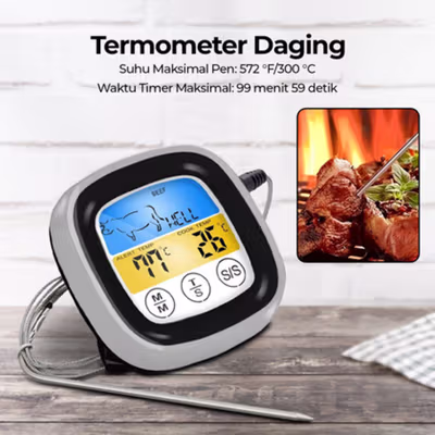 Anpro Termometer Makanan Digital Daging Kopi Susu Touch Screen 1 Probe - HY-2702 - Black