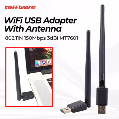 Taffware WiFi USB Adapter 802.11N 150Mbps 3dBi MT7601 with Antena - Black