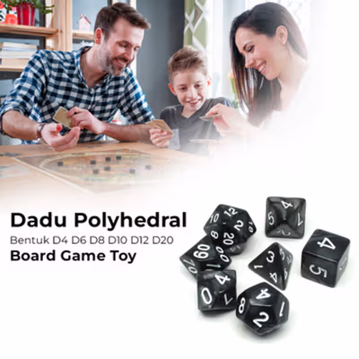 Dadu Dungeons & Dragons Polyhedral Board Game Dice Set - Black