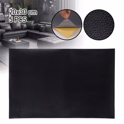 QJH Kulit Sintetis Tambal Sofa Self Adhesive PU Leather 20x30cm 5 PCS - RX279 - Black