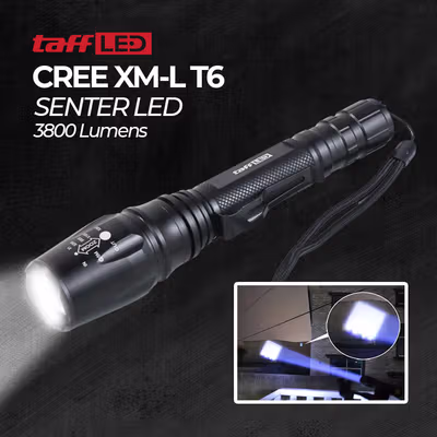 TaffLED Senter LED Flashlight Cree XM-L T6 3800 Lumens - E27 - Black