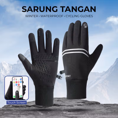 DAKE Sarung Tangan Touch Screen Winter Waterproof Cycling Gloves L - D021 - Black