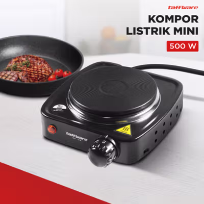 TaffHOME Kompor Listrik 1 Tungku Mini Portable Hot Plate 500W - H1-500-10 - Black