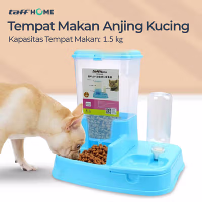 TaffHOME Tempat Makan Anjing Kucing Pet Food Dispenser - PET0640 - Blue