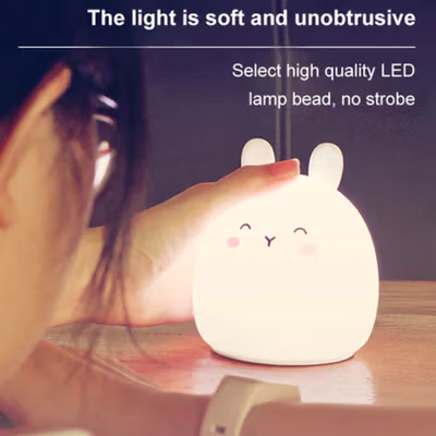 ANTINIYA Lampu Tidur LED Model Kelinci 7 Color USB Rechargeable 1.2W - M22 - White