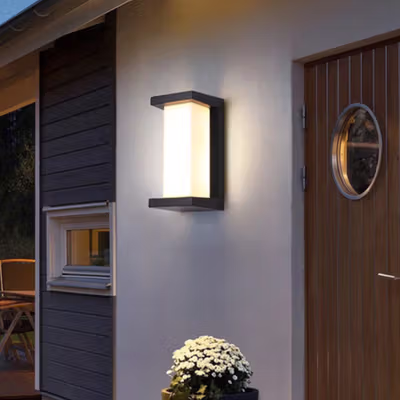 GAVT Lampu Dinding Hias Outdoor Wall Light 18W 26cm Warm White Model H - OWL05H - Black