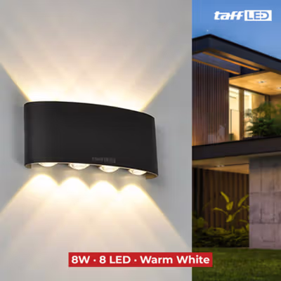 TaffLED Lampu Hias Dinding Outdoor Waterproof Warm White 3500K 8W - RL-B15 - Black