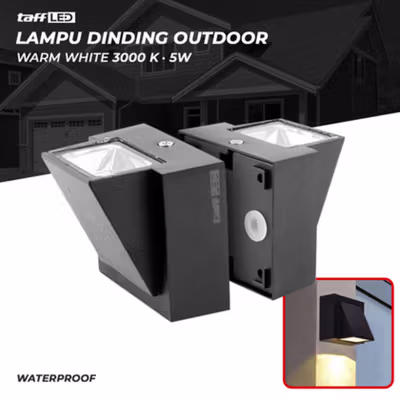 TaffLED Lampu Dinding Hias Outdoor Minimalis Waterproof Warm White 5W - WD079 - Black