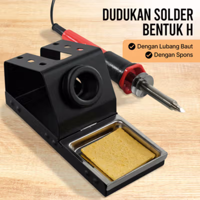 LISM Dudukan Solder bentuk H Screw Hole Sponge Soldering Stand Holder - LISH16 - Black