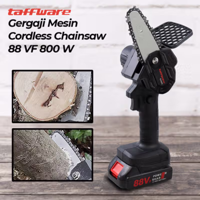 Taffware Gergaji Mesin Senso Cordless Chainsaw 21V 4 Inch 800W - D2605 - Black