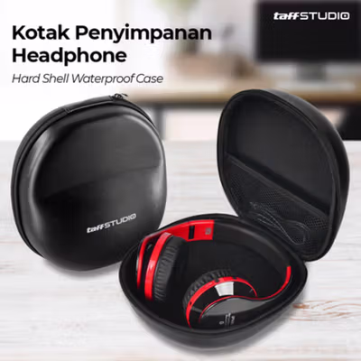 TaffSTUDIO Kotak Penyimpanan Headphone Hard Shell Waterproof Case - PH-HE1 - Black
