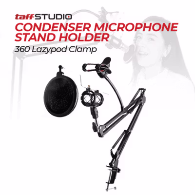 TaffSTUDIO Condenser Microphone Stand Holder 360 Lazypod Clamp - NB-35 - Black