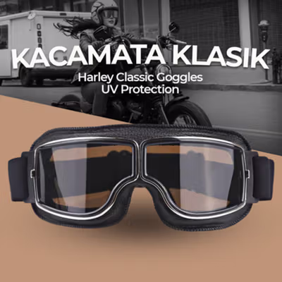 Herorider Kacamata Goggles Classic Harley UV Protection - 812 - Black