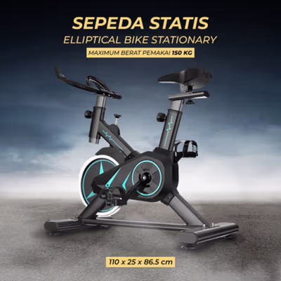 LIDAK Sepeda Statis Elliptical Bike Stationary Standard Edition - LD585 - Black