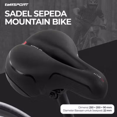 TaffSPORT Jok Sadel Sepeda Bike Saddle Empuk Kulit Sintetis Universal Spring - SX223-06 - Black/Red