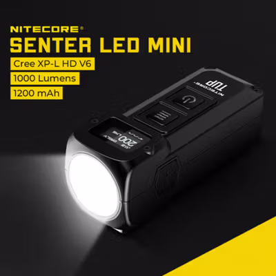 NITECORE Senter LED Mini USB Recharge Cree XP-L HD V6 1000 Lumens - TUP - Black