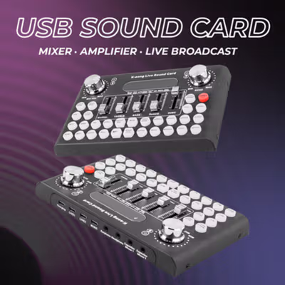 Woopower Mixer USB Sound Card Amplifier Bluetooth Live Broadcast - F8 - Black