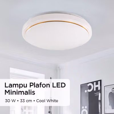 Dreamburgh Lampu Plafon LED Minimalis Modern 30W 33cm Cool White - DZ574 - White/Gold